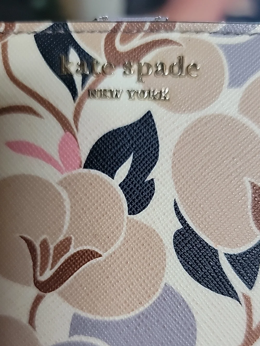 kate spade Beige Multi Floral Large Slim Bifold Wallet